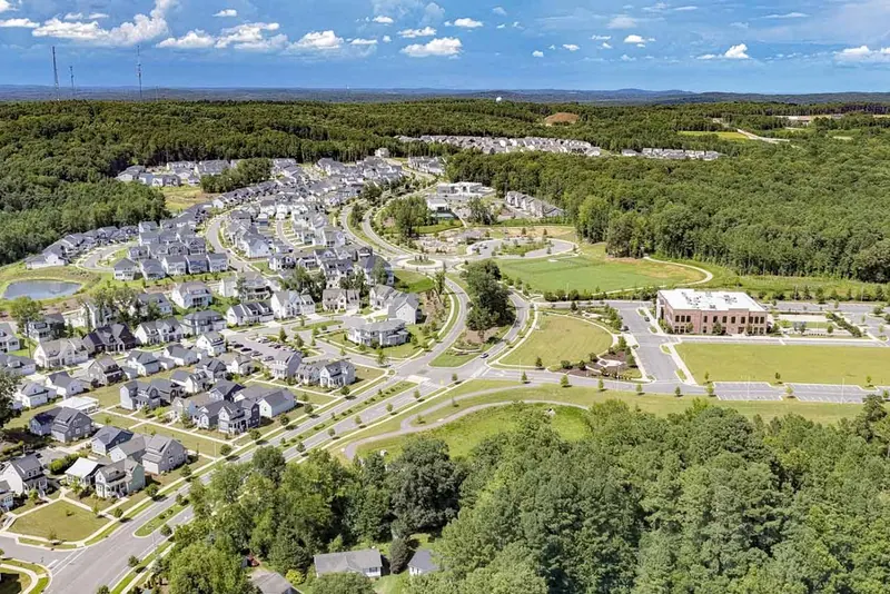 Aerial view of Chatham Park development in Pittsboro, NC